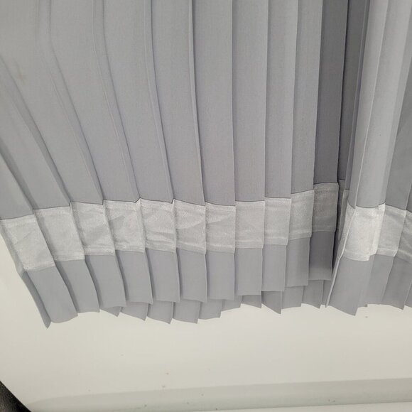 In the Mood womens 8 Vintage gray long sleeve pleated skirt dress chiffon trim - Picture 4 of 9